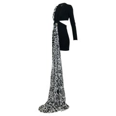 Versus by ANTHONY VACCARELLO Versace Black Lion Assymetrical Evening Dress
