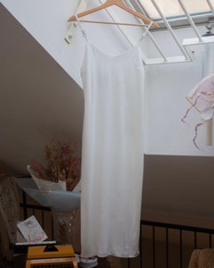 Versus by Gianni Versace 90's white slip dress with silver rhinestones shoulder