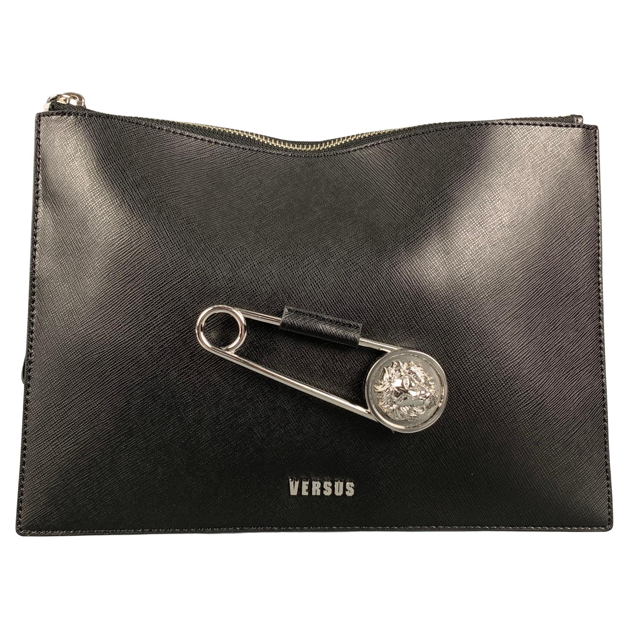 VERSUS by GIANNI VERSACE Black Leather Safety Pin Wristlet Bag For Sale at  1stDibs