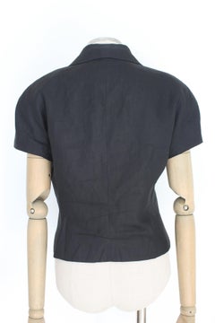 Versus by Gianni Versace Black Linen Short Bolero Jacket 1990s