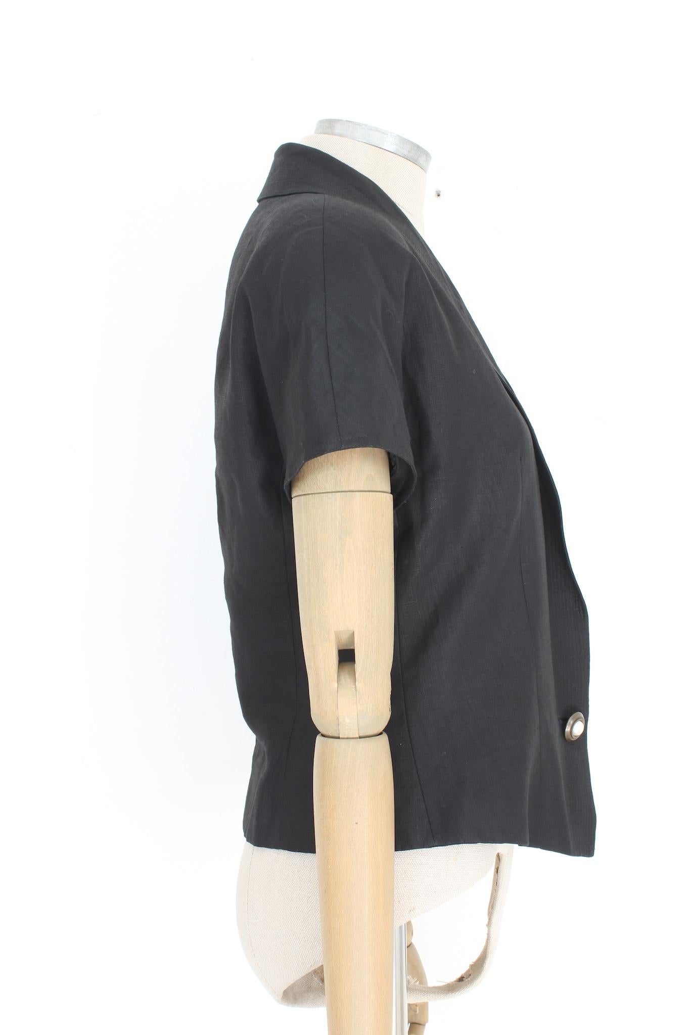 Versus by Gianni Versace Black Linen Short Bolero Jacket 1990s In Excellent Condition In Brindisi, Bt