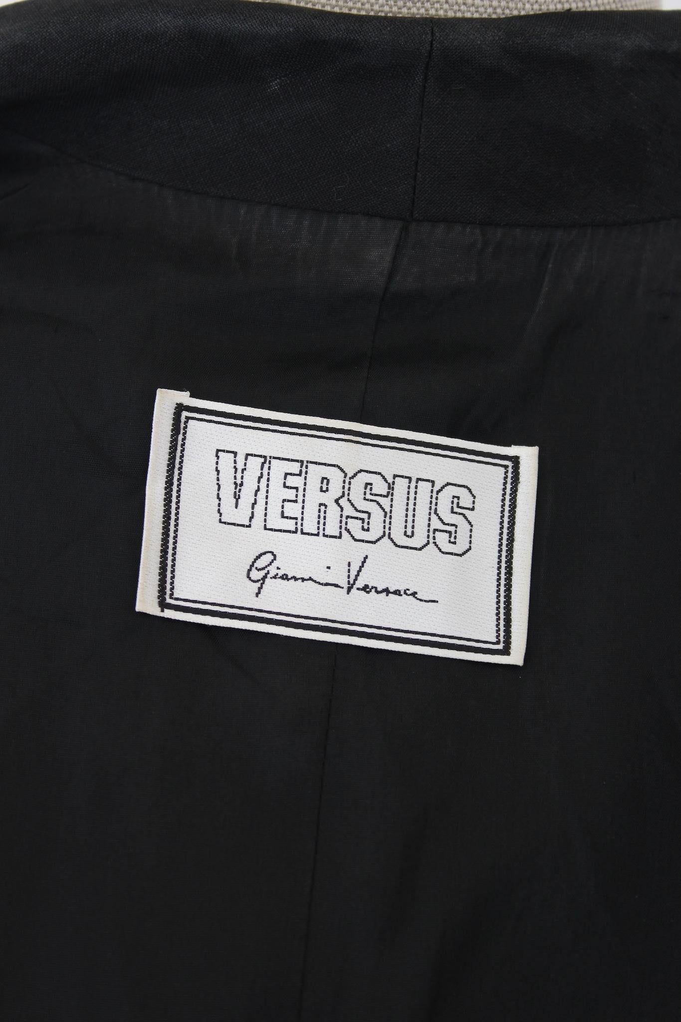Versus by Gianni Versace Black Linen Short Bolero Jacket 1990s 2