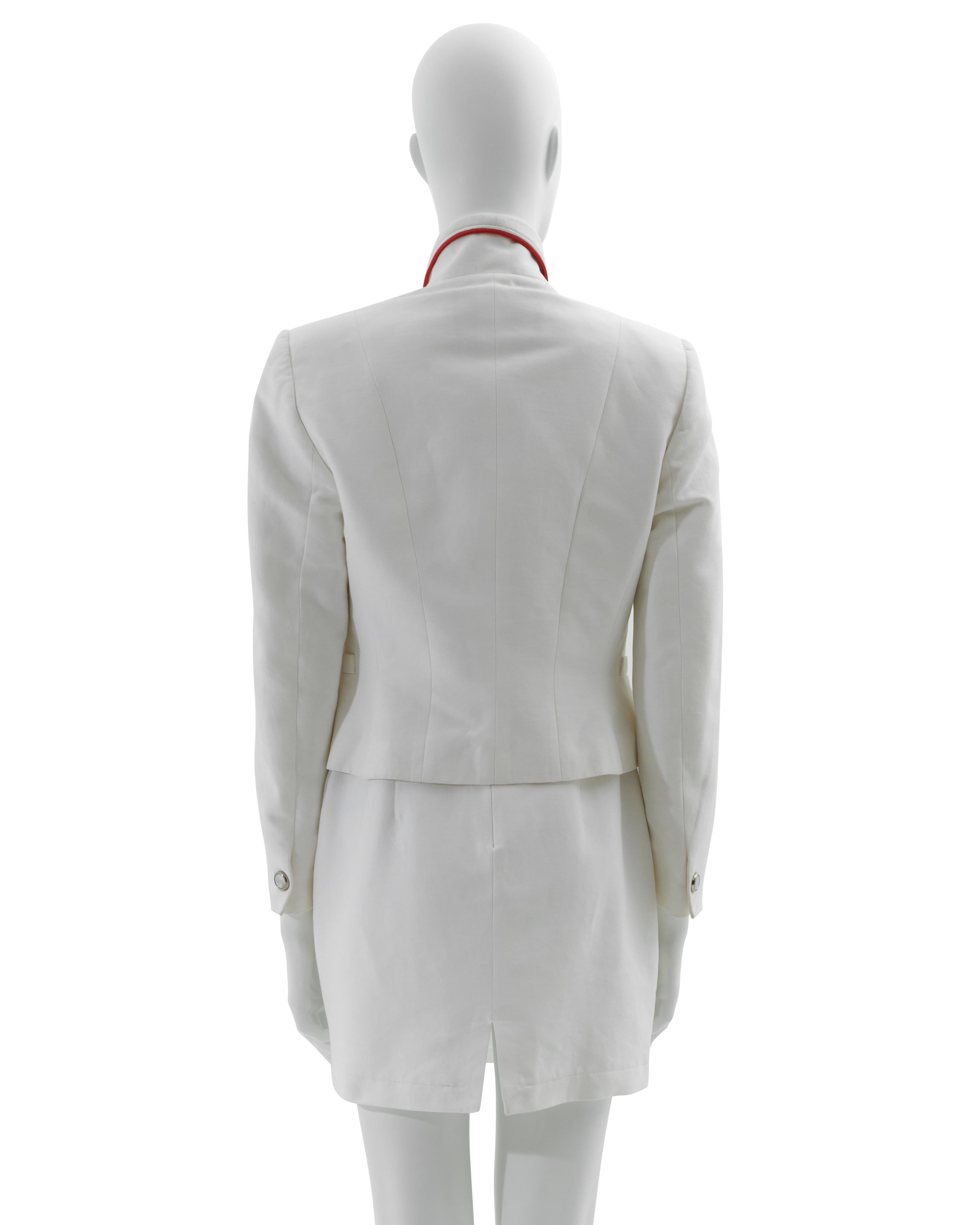 Versus by Gianni Versace Début des années 1990 Ensemble robe et veste en coton blanc Excellent état - En vente à Milano, IT
