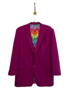 Versus by Gianni Versace Magenta Pink Rainbow Lined Cashmere Blazer Suit Jacket