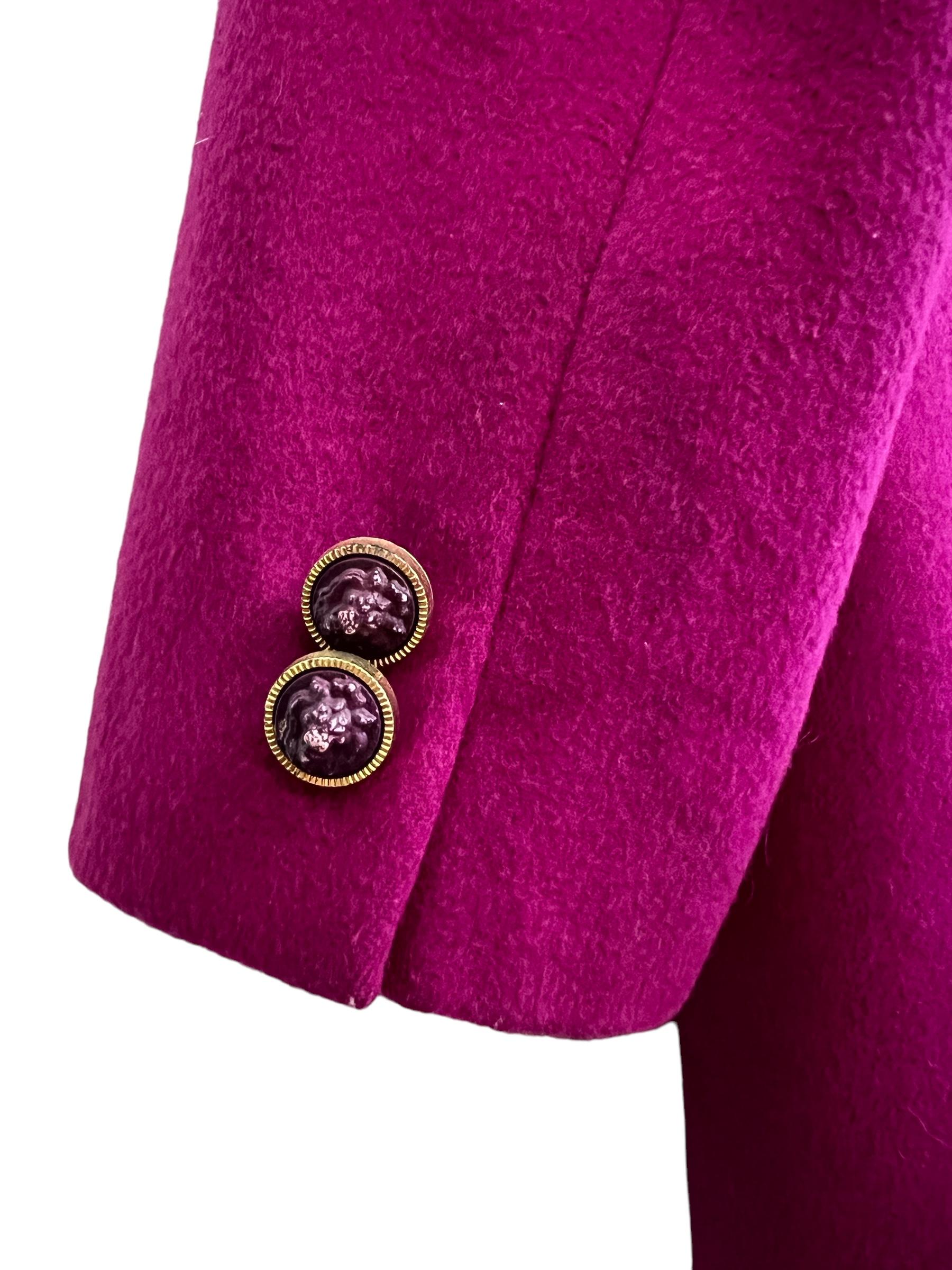 Versus by Gianni Versace Magenta Pink Rainbow Lined Cashmere Blazer Suit Jacket For Sale 2