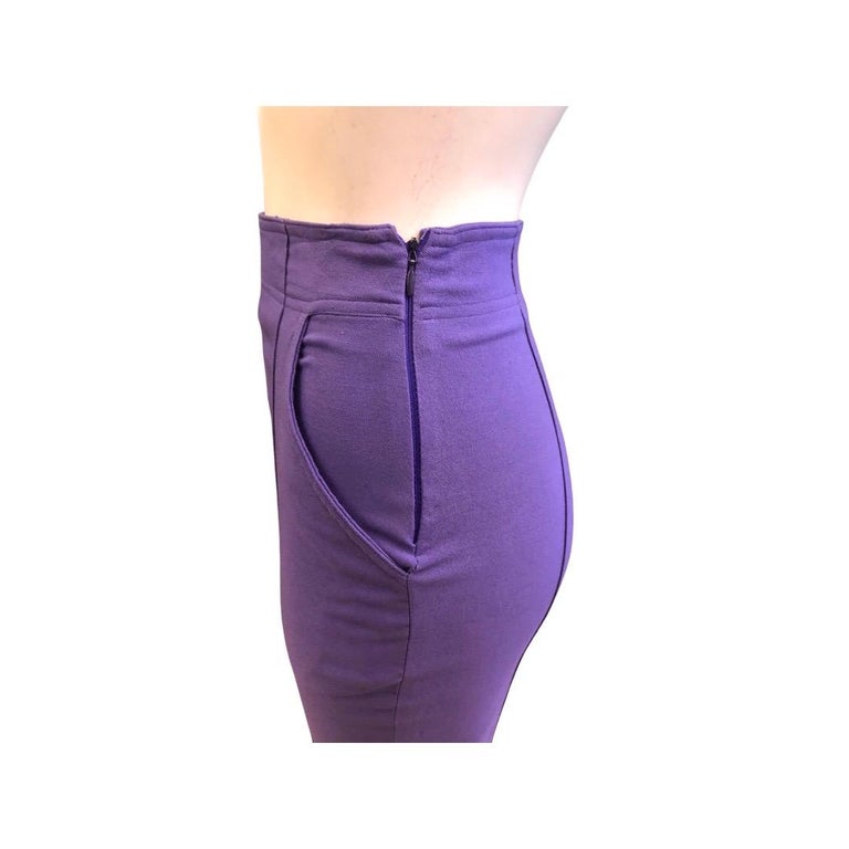 Black Versus by Gianni Versace Purple Viscose Stretchy Tight Pants  For Sale
