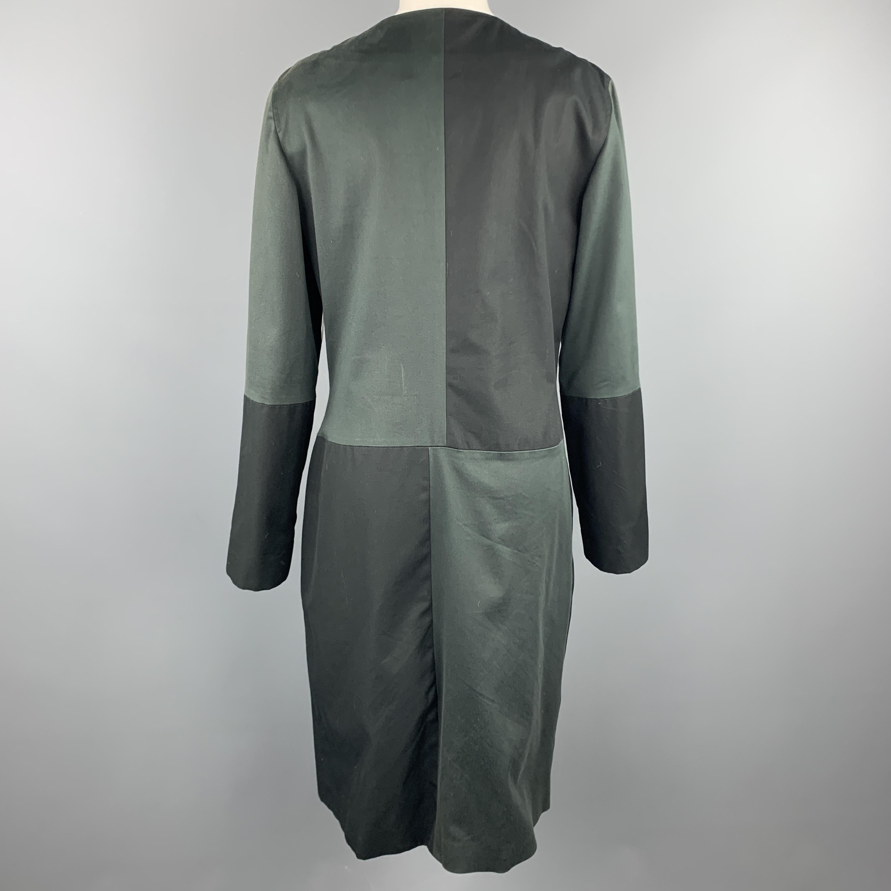 Women's VERSUS by GIANNI VERSACE Size 10 Black & Green Cotton Color Block Coat