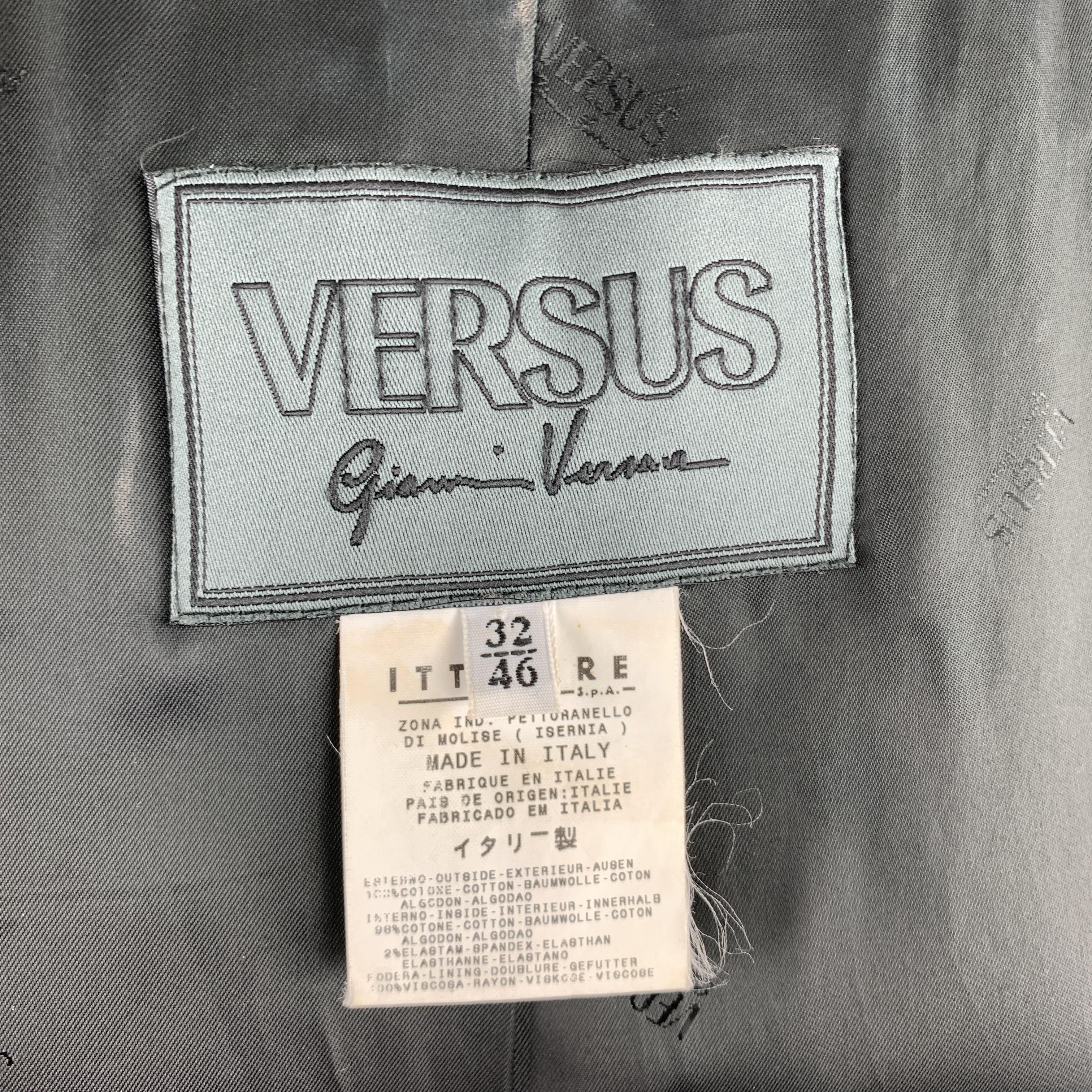VERSUS by GIANNI VERSACE Size 10 Black & Green Cotton Color Block Coat 2