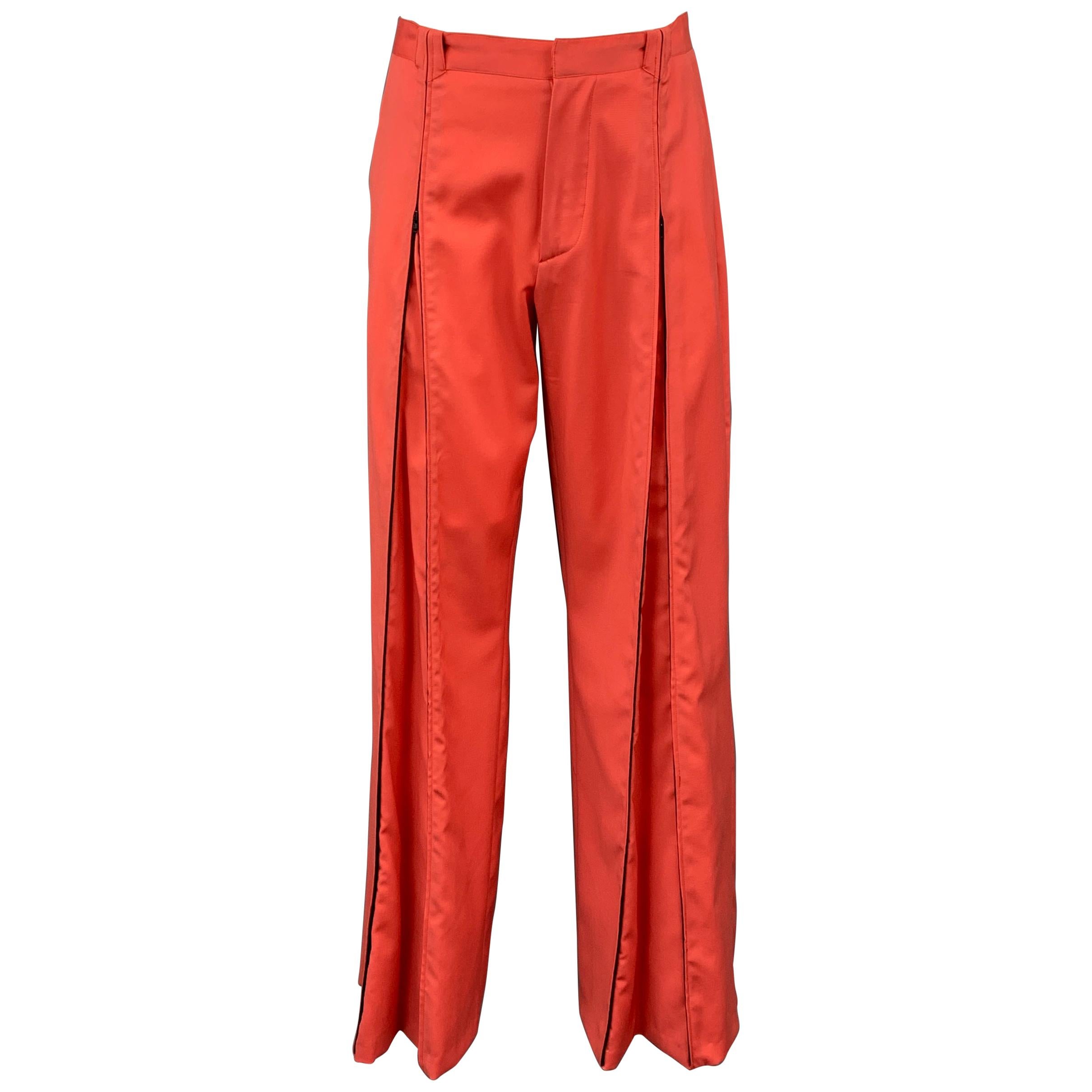 VERSUS by GIANNI VERSACE Size 32 Orange Wool Wide Leg Dress Pants