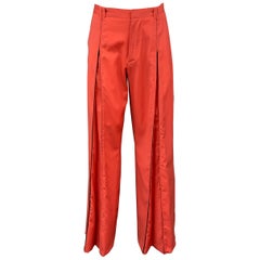 VERSUS by GIANNI VERSACE Size 32 Orange Wool Wide Leg Dress Pants