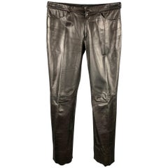 VERSUS by GIANNI VERSACE Size 34 Black Leather Zip Fly Casual Pants