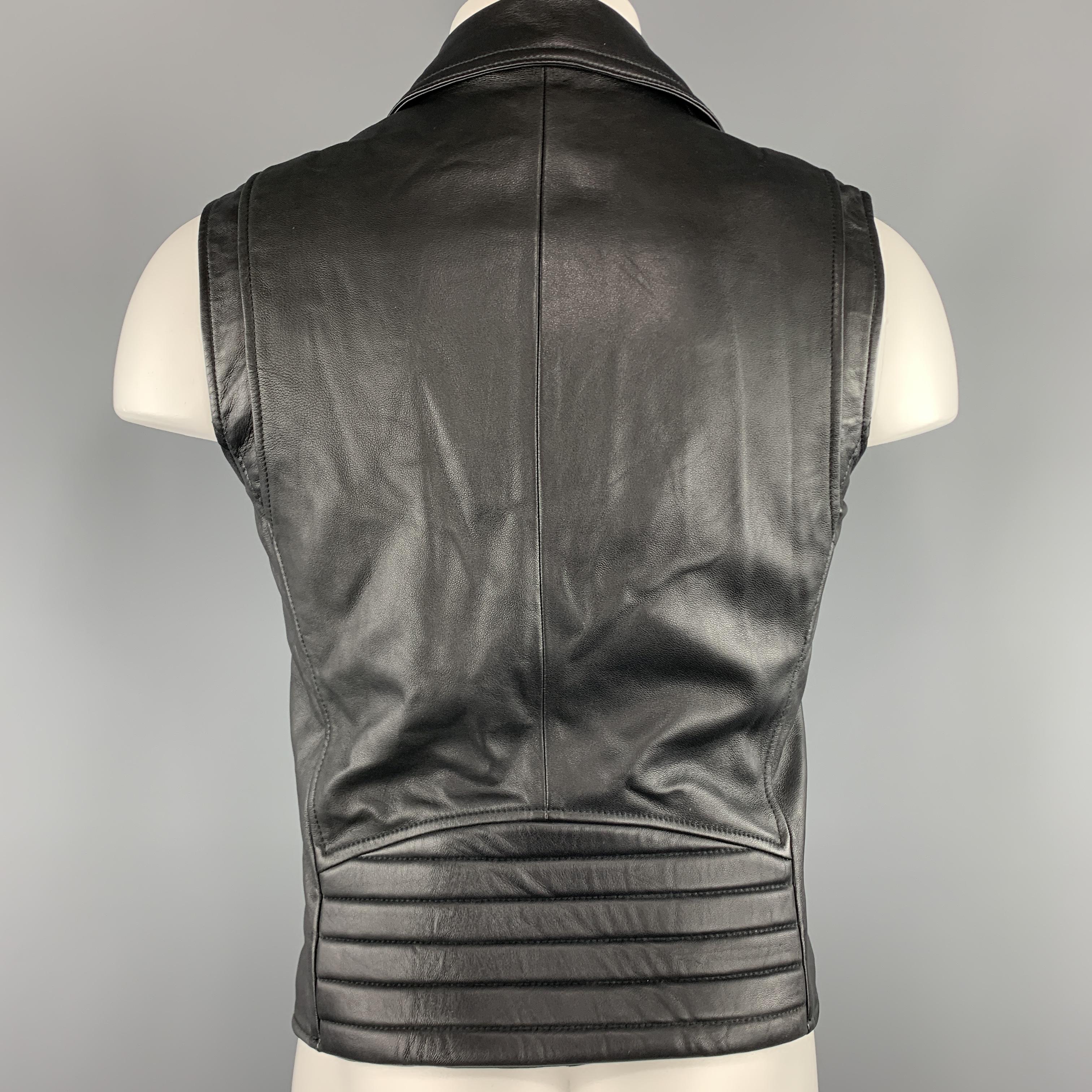 VERSUS by GIANNI VERSACE Size 36 Black Leather Lion Head Biker Vest 3