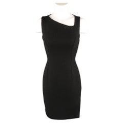 VERSUS by GIANNI VERSACE Size 4 Black Wool Blend Tweed Asymmetrical Dress