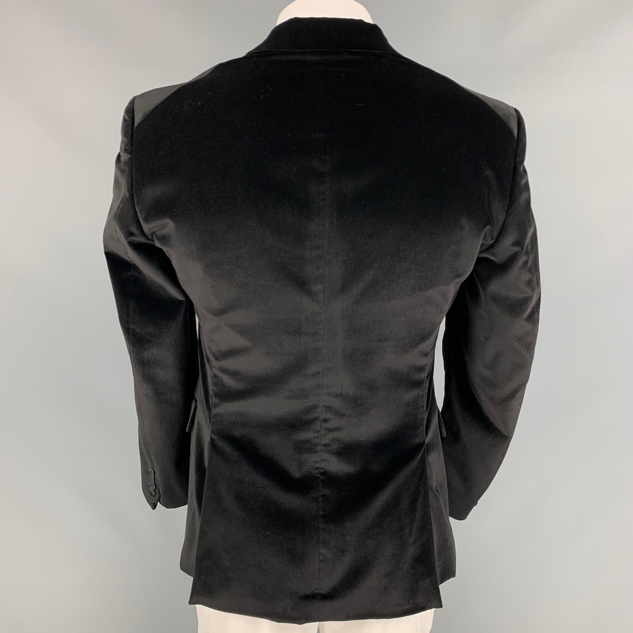 Men's VERSUS by GIANNI VERSACE Size 40 Black Cotton Blend Velvet Sport Coat