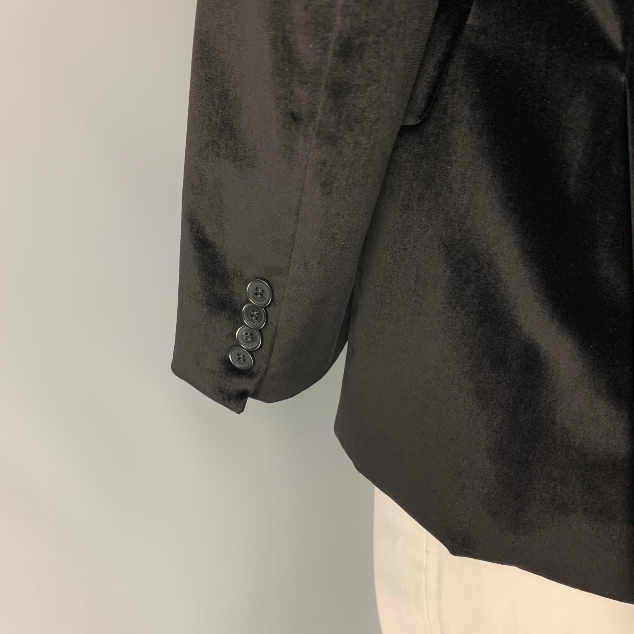 VERSUS by GIANNI VERSACE Size 40 Black Cotton Blend Velvet Sport Coat 1