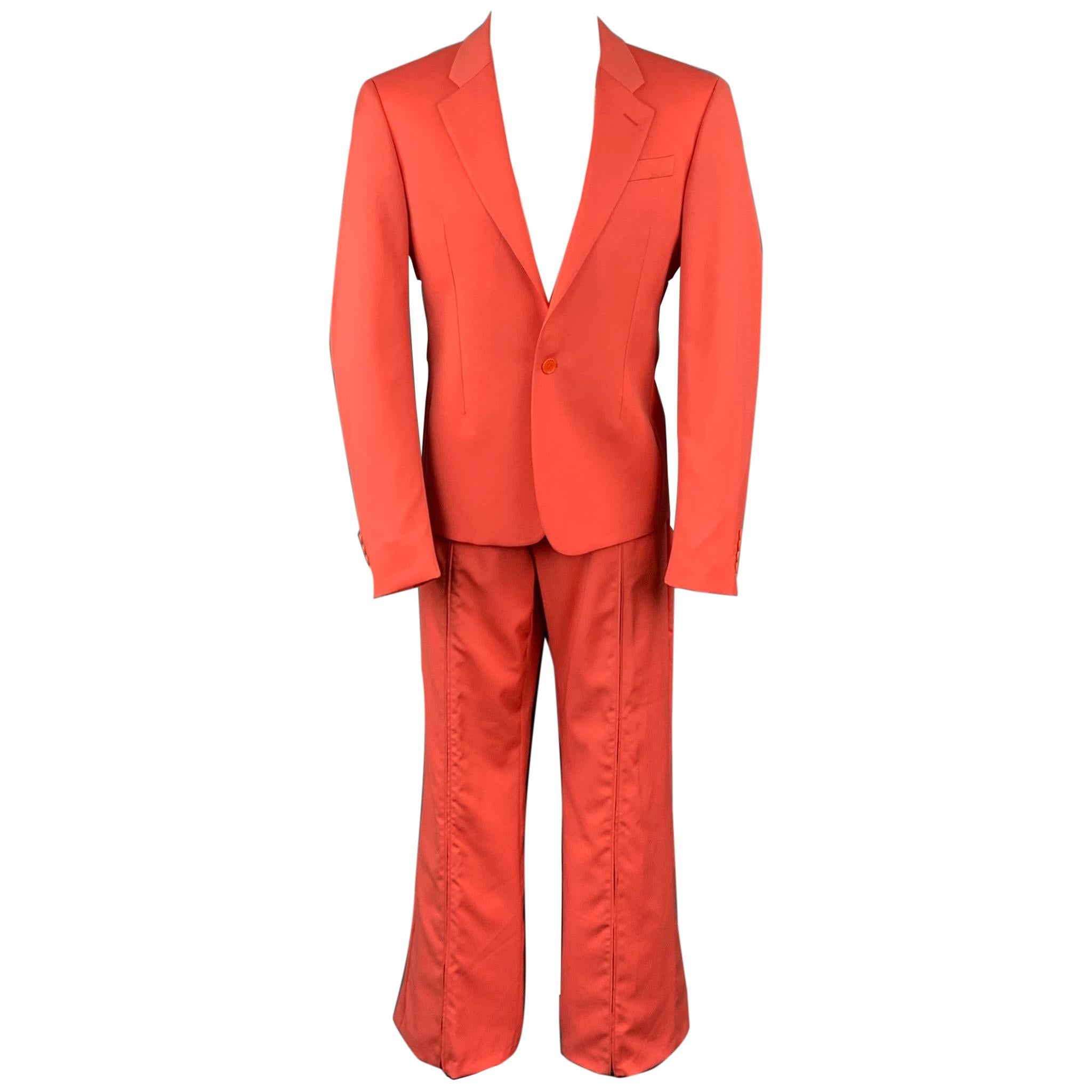 VERSUS by GIANNI VERSACE Size 40 Coral Virgin Wool Notch Lapel Suit