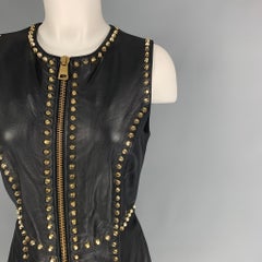 VERSUS by GIANNI VERSACE Size 6 Black Studded Zip Up Dress