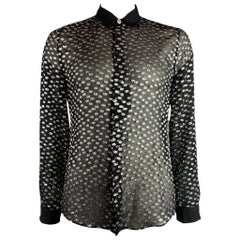 VERSUS by GIANNI VERSACE Camicia a maniche lunghe metallizzata nera e argento taglia M.