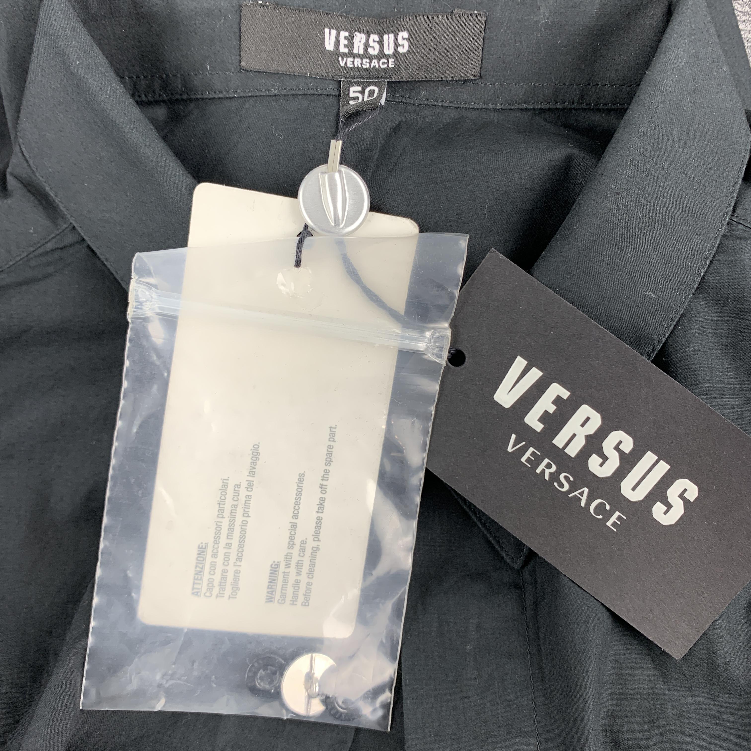 VERSUS by GIANNI VERSACE Size M Black Solid Cotton Long Sleeve Shirt 1
