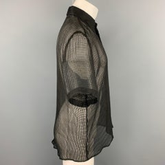 VERSUS by GIANNI VERSACE Size S Black Grid Silk Button Up Short Sleeve Shirt