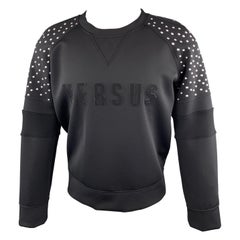 Vintage VERSUS by GIANNI VERSACE Size S Black Studded Shoulder Logo Sweatshirt