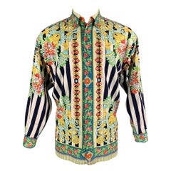 VERSUS by GIANNI VERSACE Size S Print Cotton Hidden Placket Long Sleeve Shirt
