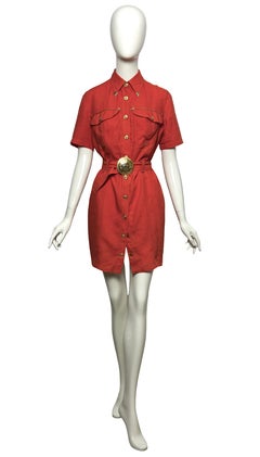 Versus by Gianni Versace Spring/Summer 1992 Orange Cotton Mini Dress