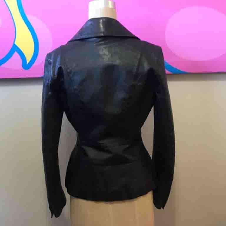 Versus by Versace Black Leather Jacket Blazer  For Sale 2