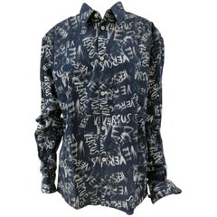 Versus by Versace blue and White Graffiti Shirt