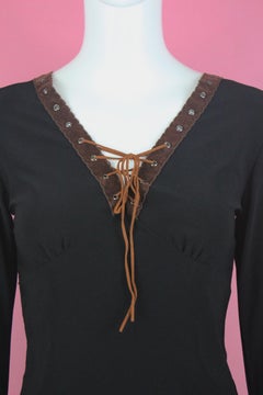 Versus by Versace Brown Peasant Blouse, c. 90's, Size M