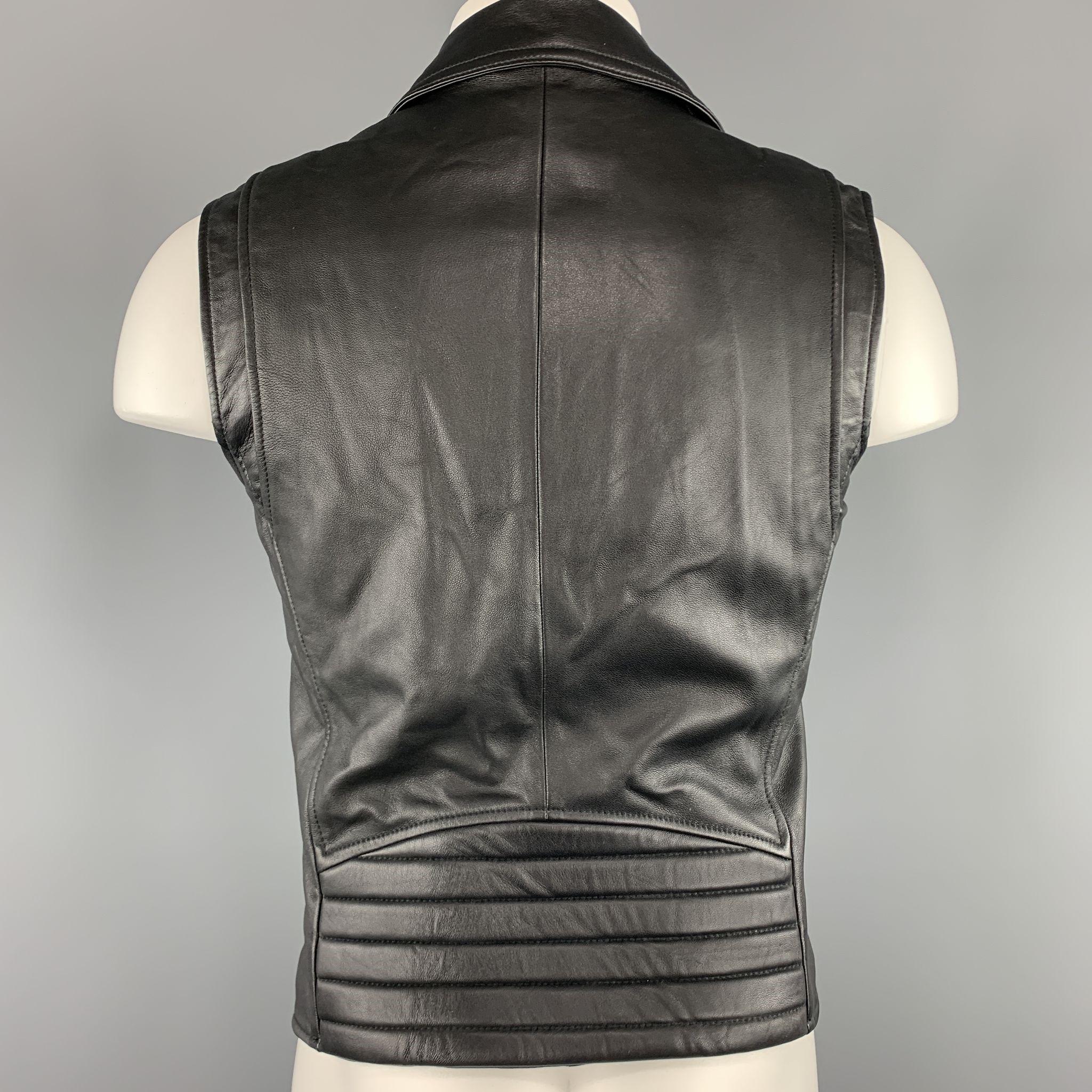 Men's VERSUS by VERSACE Size XS Black Leather Lion Head Biker Vest