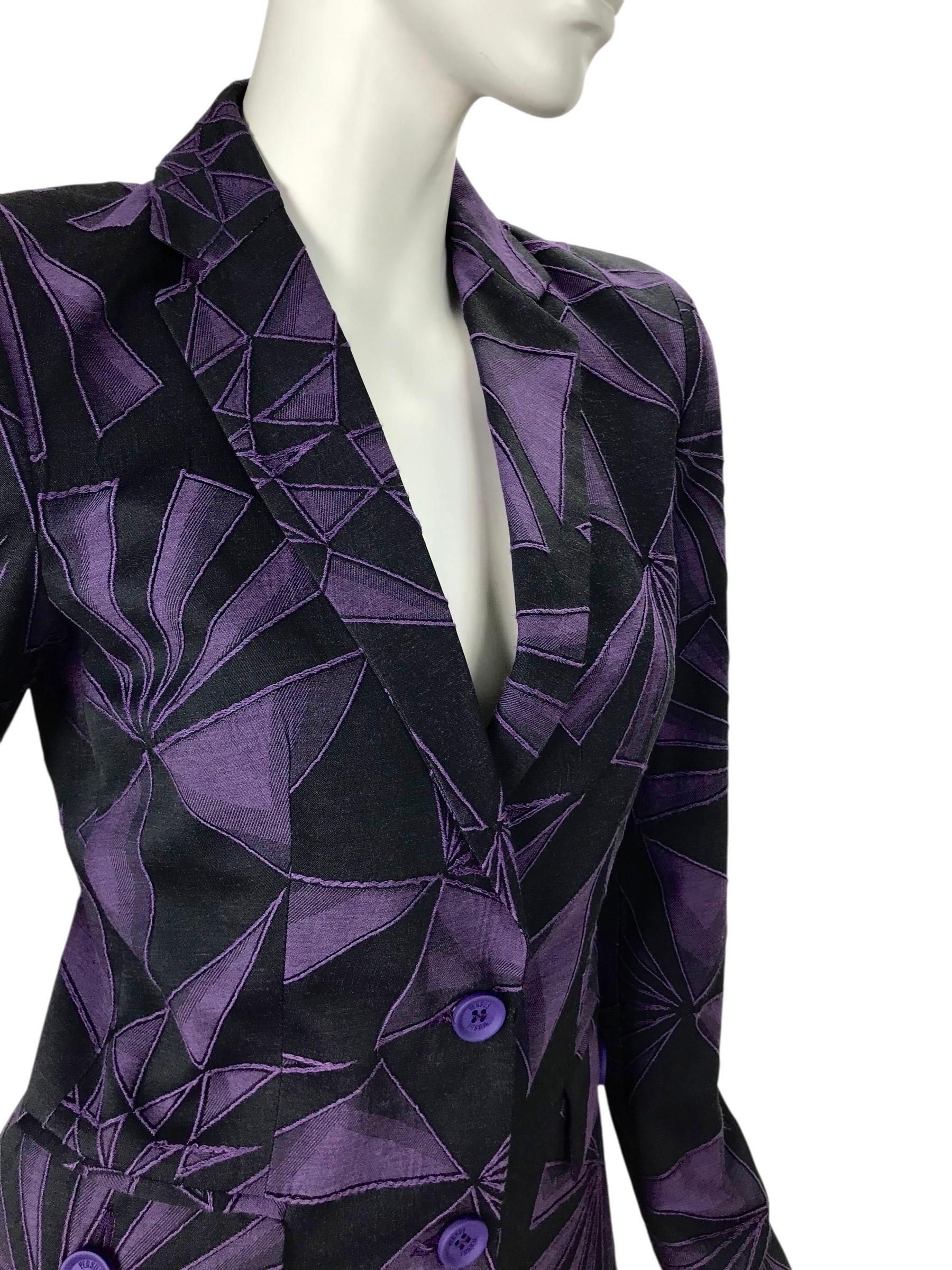 Versus by Versace Abrigo jacquard con estampado geométrico vintage Negro en venta