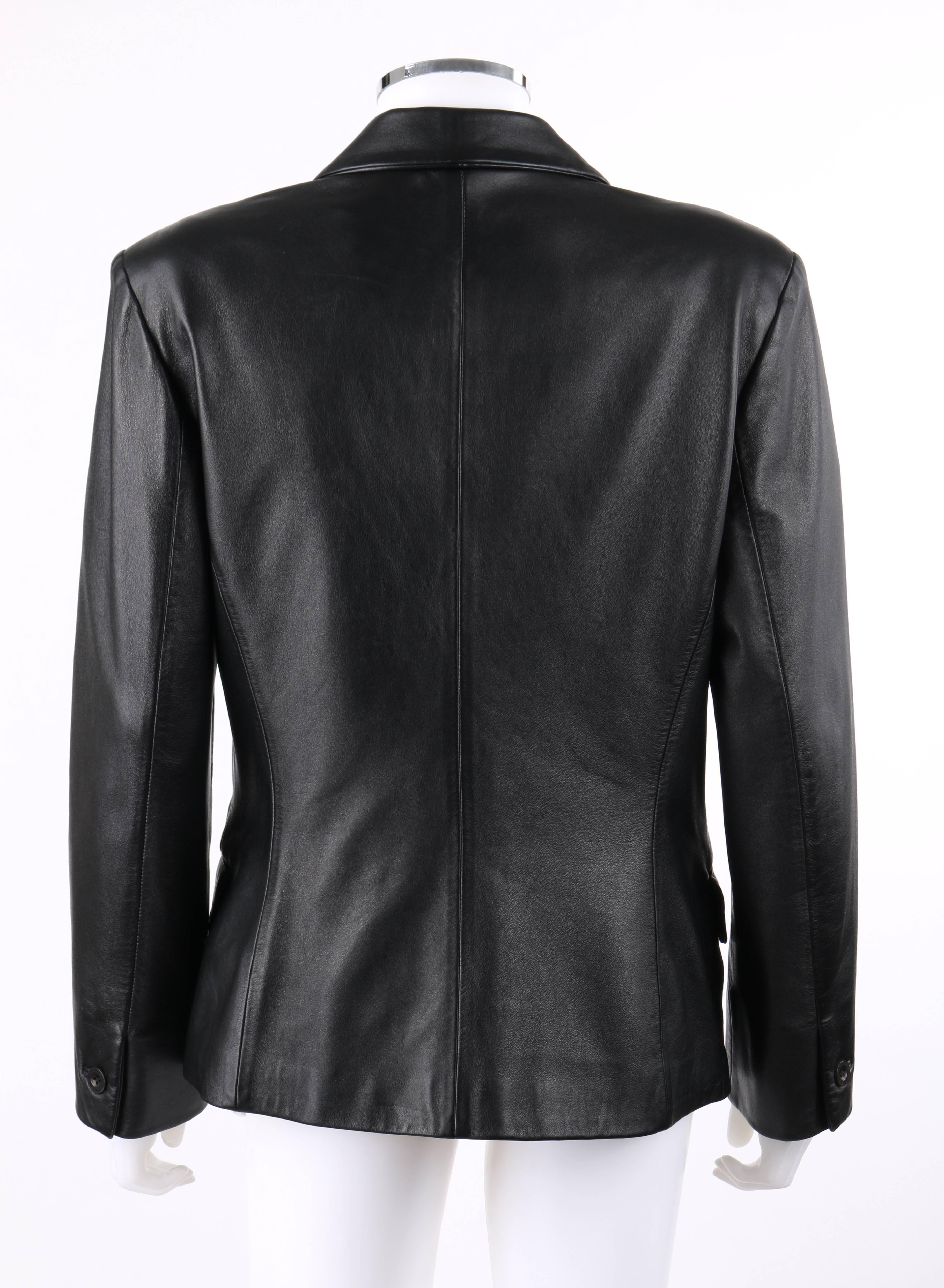 versace’s black leather blazer