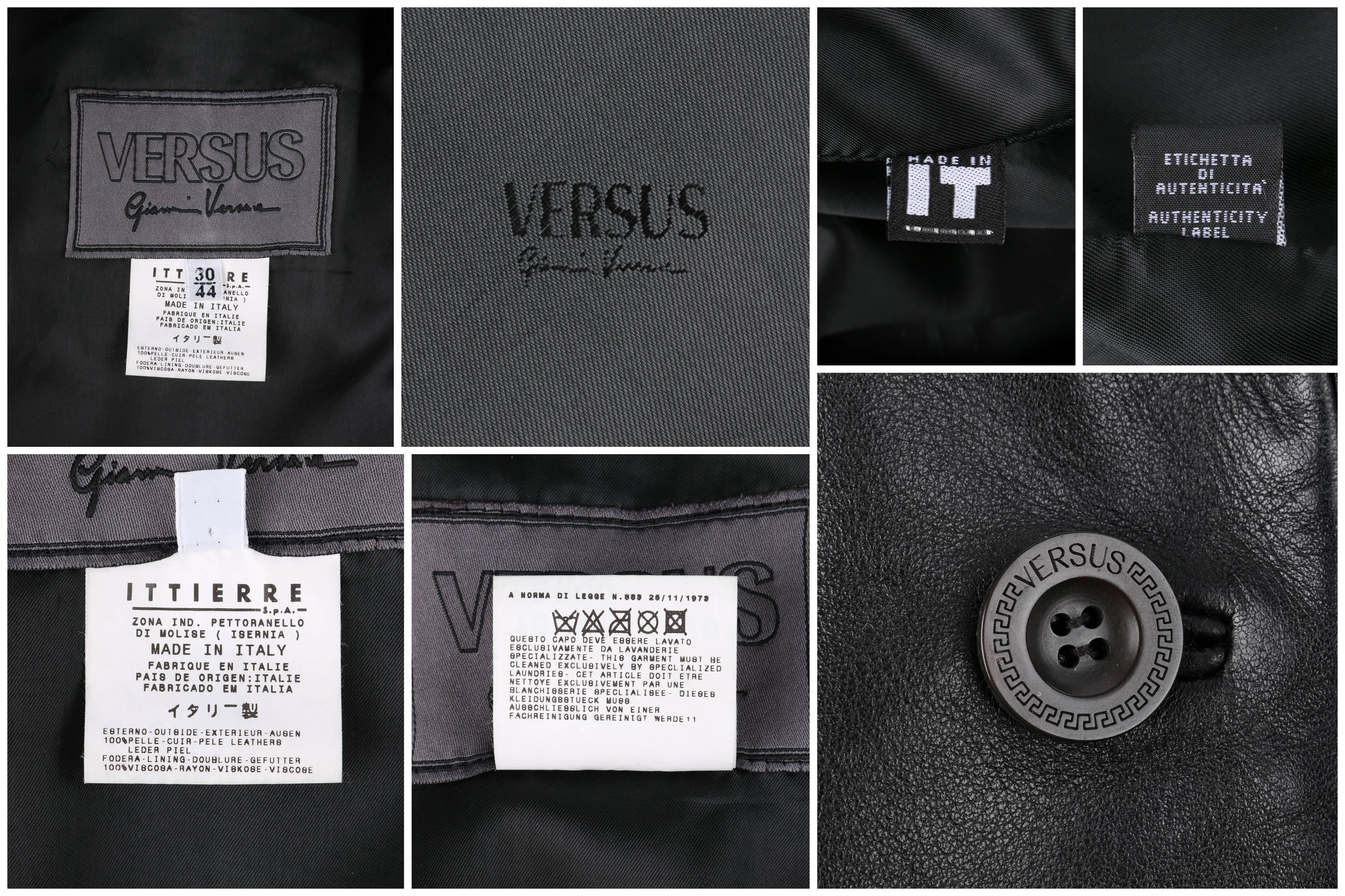 Women's VERSUS Gianni Versace c.1990's Black Leather Single Button Blazer Jacket