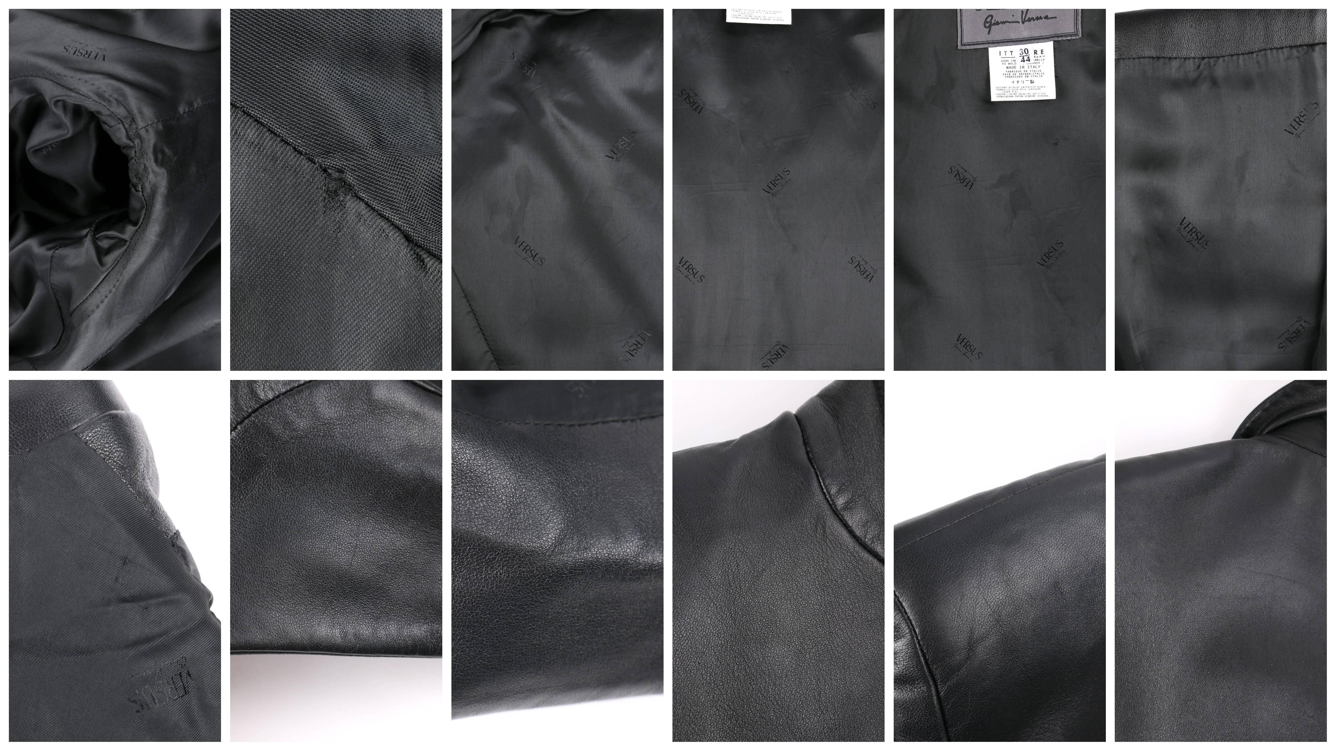 VERSUS Gianni Versace c.1990's Black Leather Single Button Blazer Jacket 1