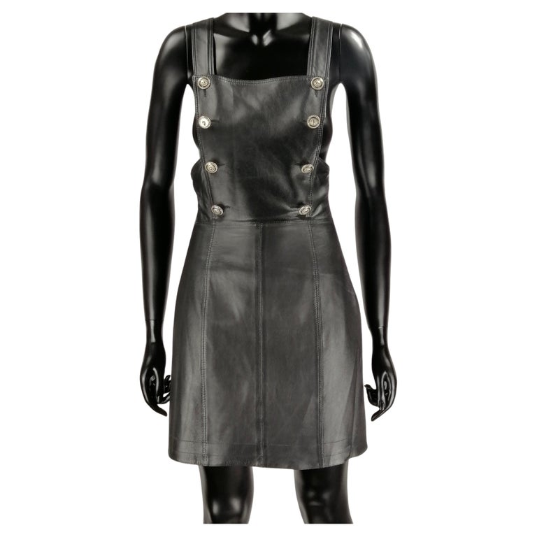VERSUS Gianni Versace rare black leather jumpsuit dress For Sale