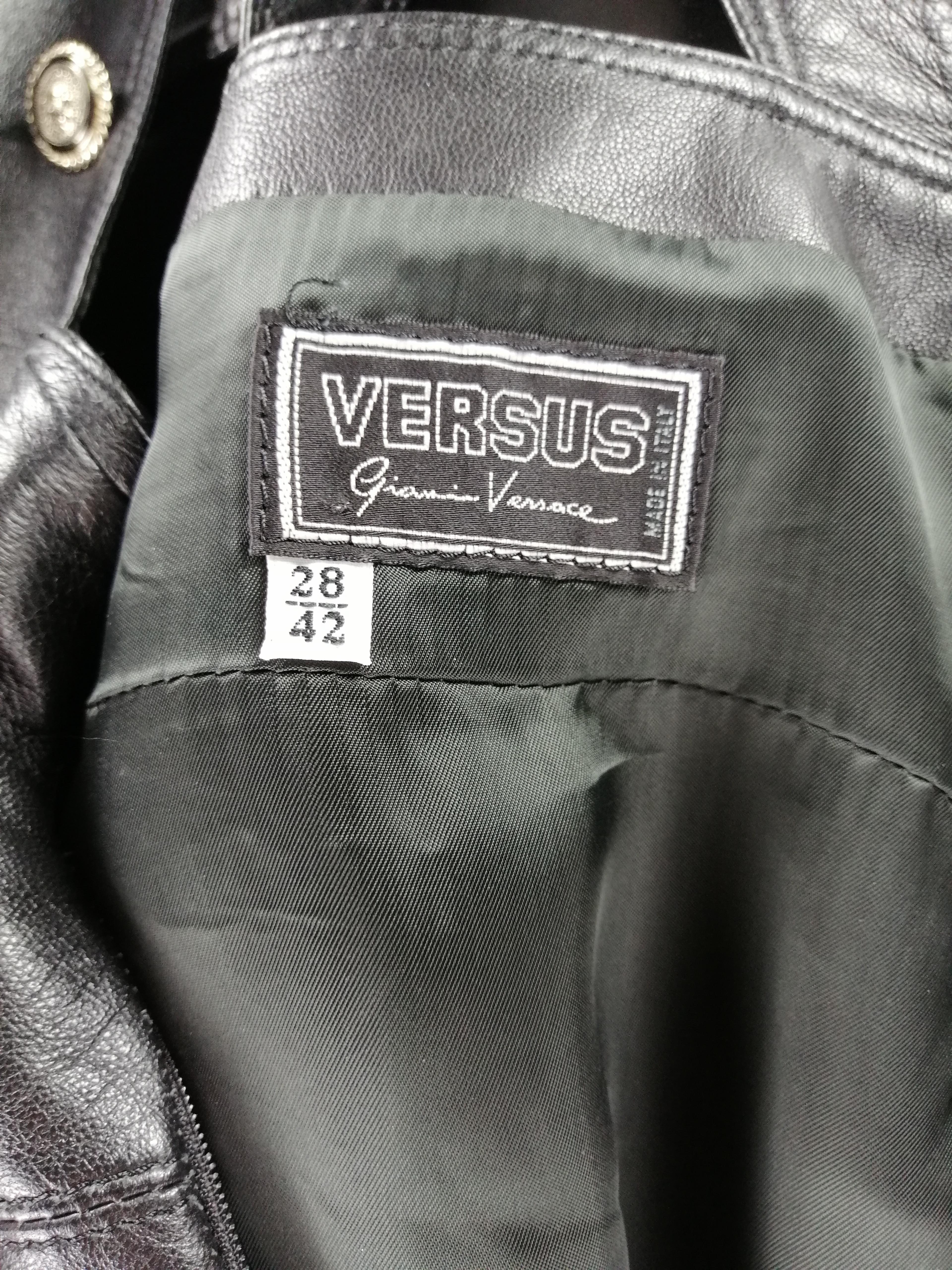 VERSUS Gianni Versace rare black leather jumpsuit dress For Sale 2