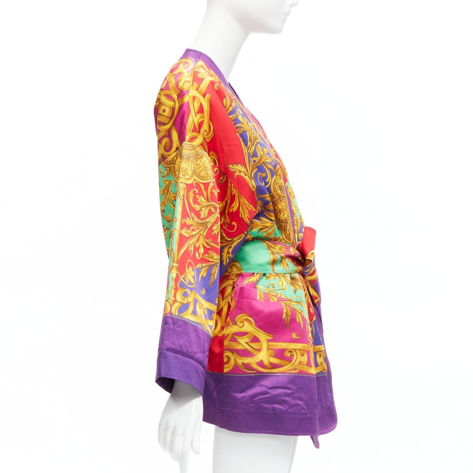 Women's VERSUS GIANNI VERSACE Vintage baroque print padded belted kimono robe IT42 M