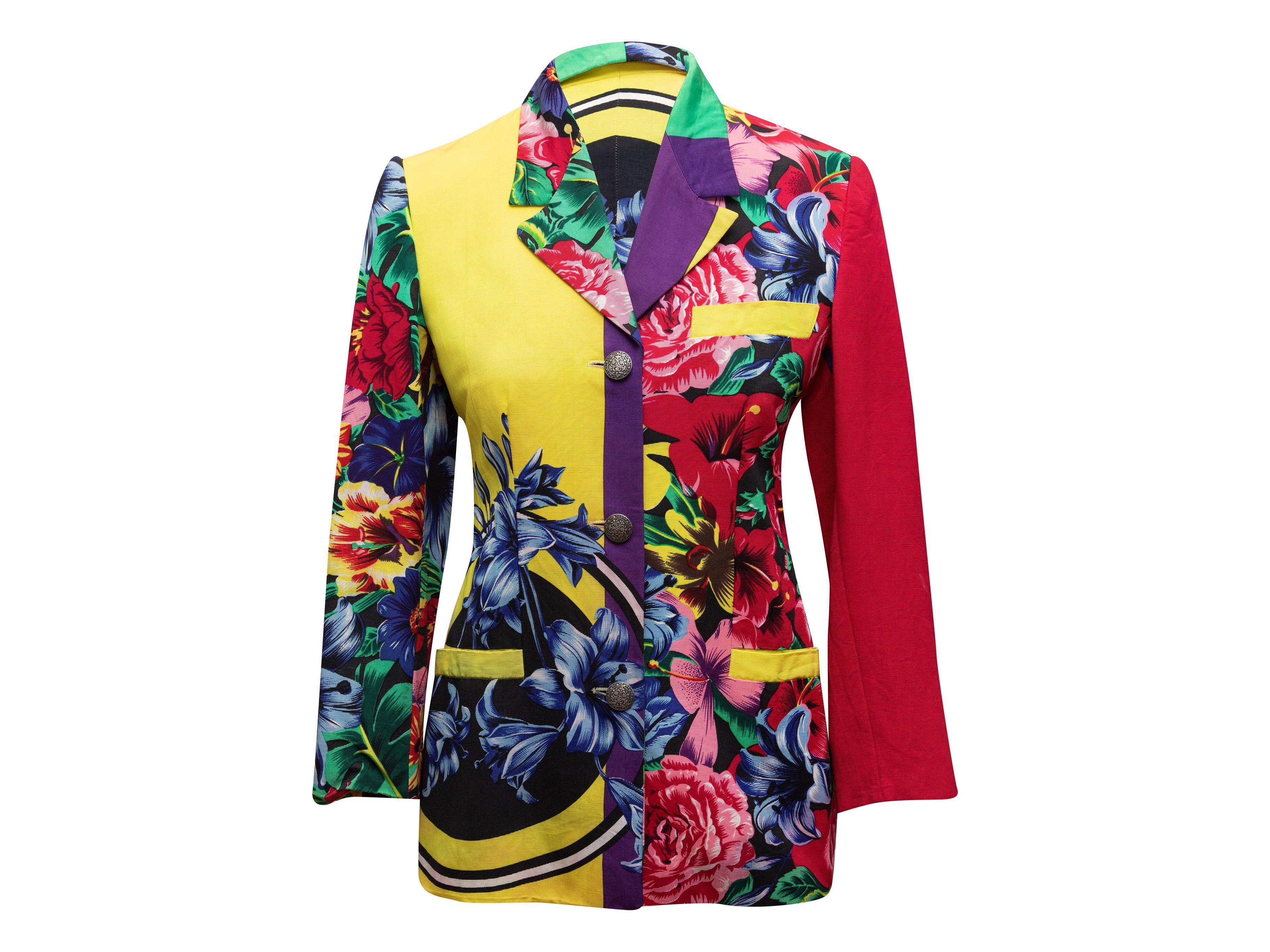 Versus Gianni Versace Vintage Multicolor Floral Print Blazer In Good Condition In New York, NY