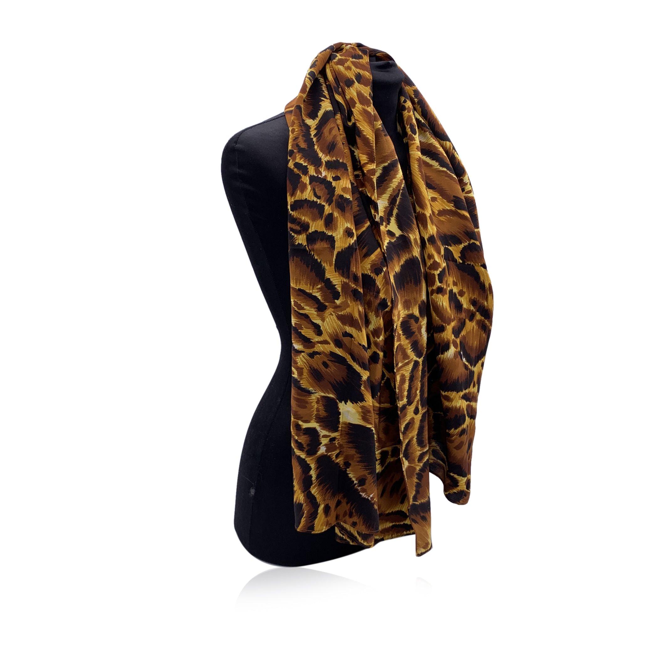 Brown Versus Gianni Versace Vintage Silk Animalier Print Stole Shawl Scarf