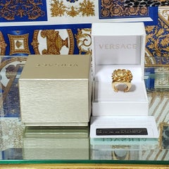 VERSUS VERSACE 24K GOLD PLATED GOLD LION RING size 9