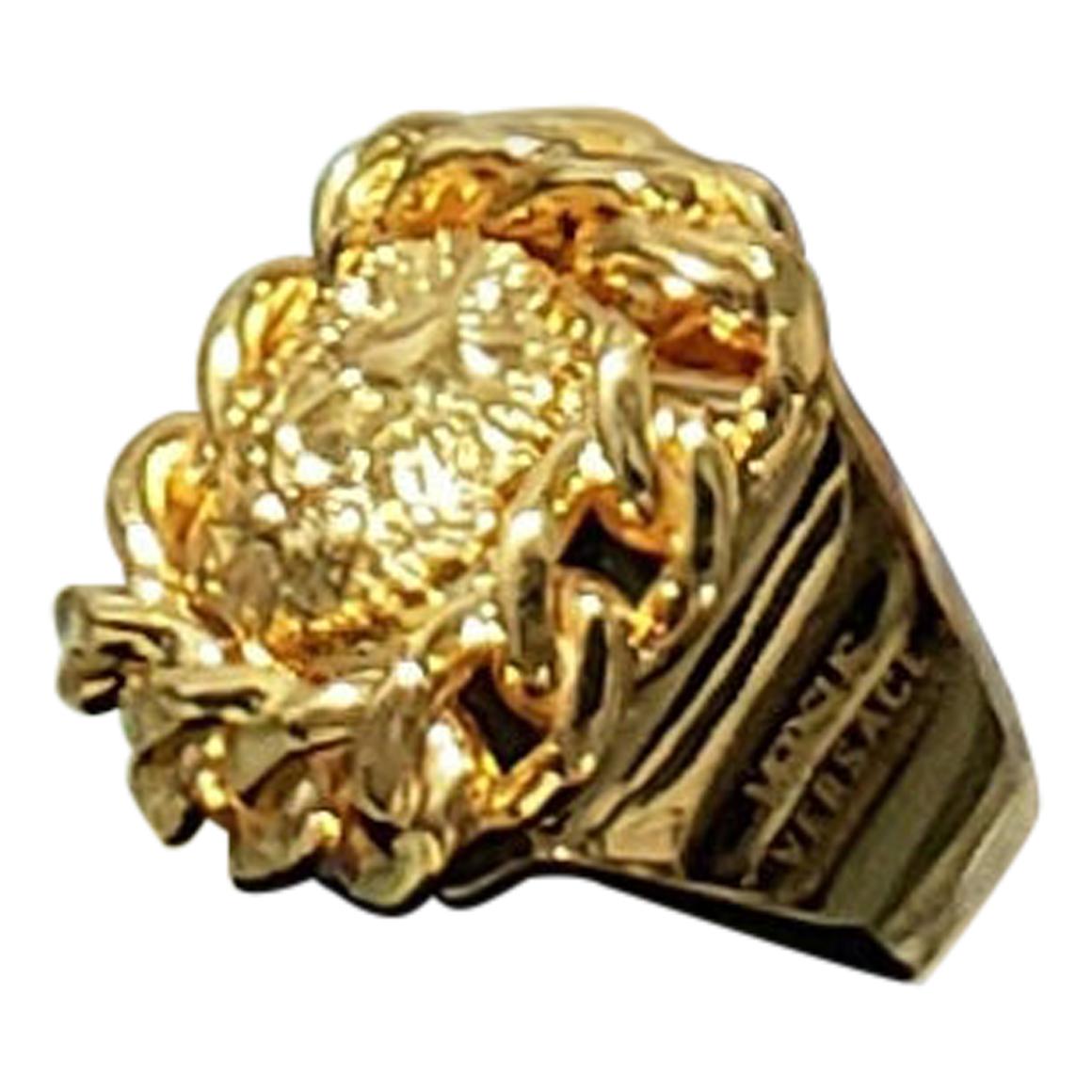VERSUS VERSACE 24K GOLD PLATED GOLD LION RING size 9 For Sale
