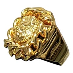 VERSUS VERSACE 24K GOLD PLATED GOLD LION RING size 9