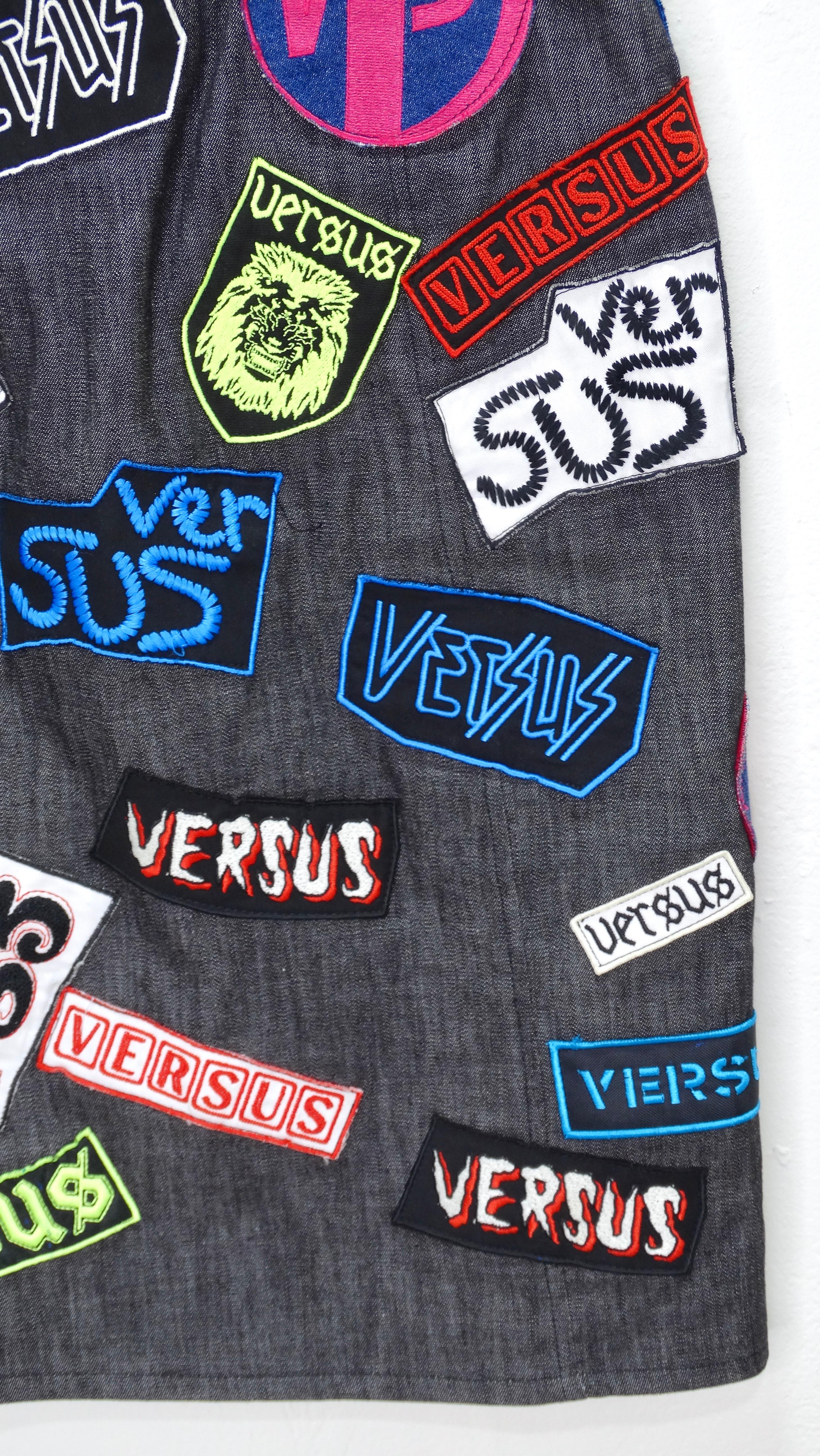 Versus Versace 90's Denim Patchwork Mini Dress In Good Condition In Scottsdale, AZ