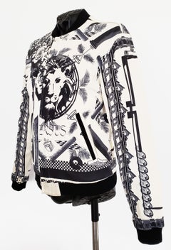 Versus Versace + Anthony Vaccarello Tattoo Leather Bomber Jacket 48 - 38