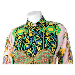 Versus Versace Baroque Print Cotton Button-Up Shirt circa 1990s
