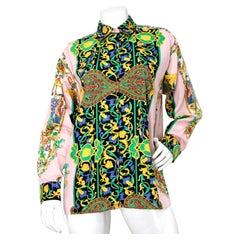 Versus Versace Baroque Print Cotton Button-Up Shirt circa 1990s