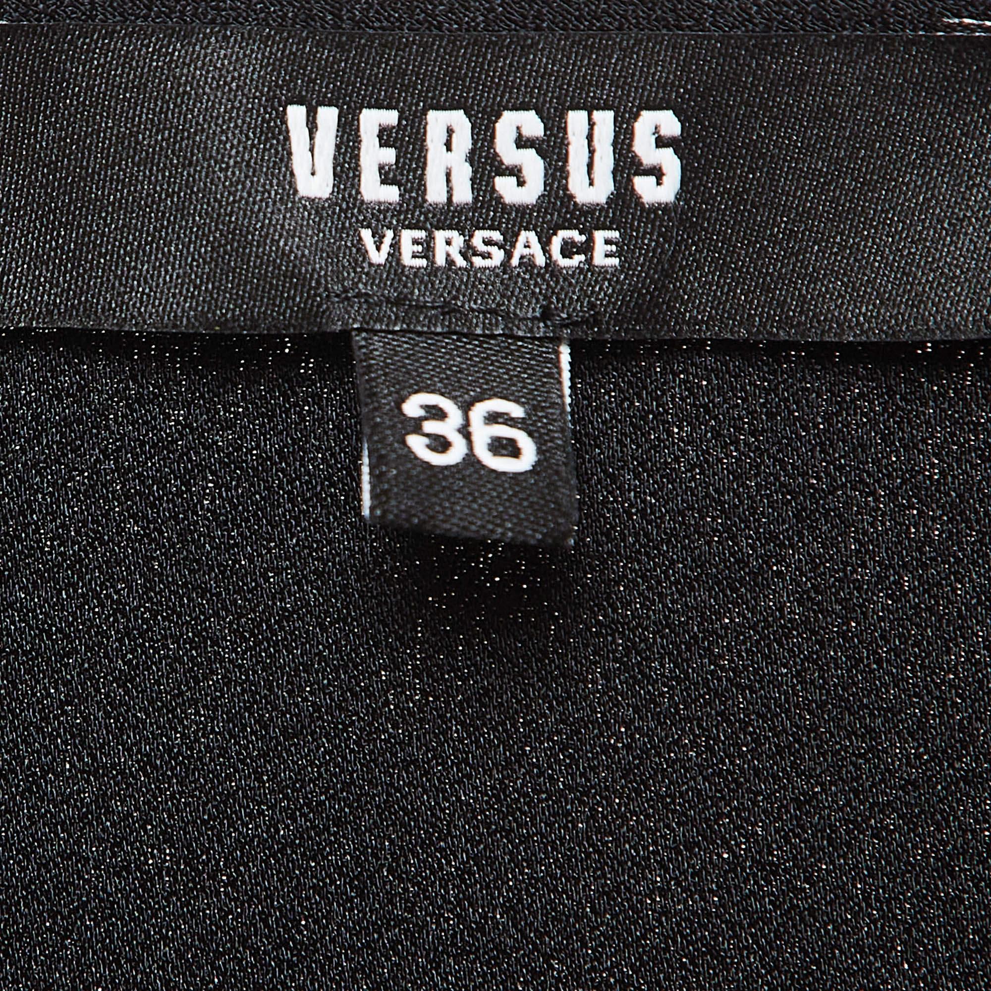 Women's Versus Versace Black Crepe Asymmetric Wrap Top XS
