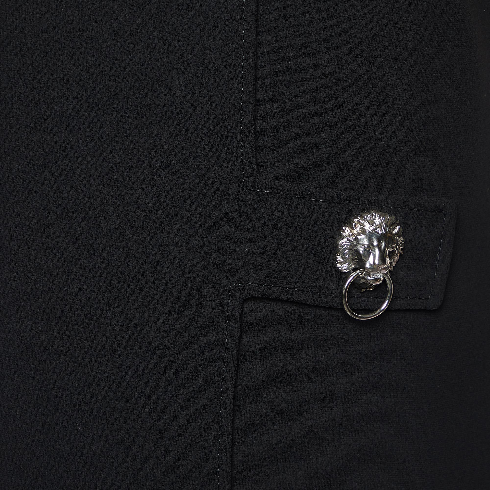 Versus Versace Black Crepe Logo Detail Sleeveless Mini Dress S In Excellent Condition For Sale In Dubai, Al Qouz 2
