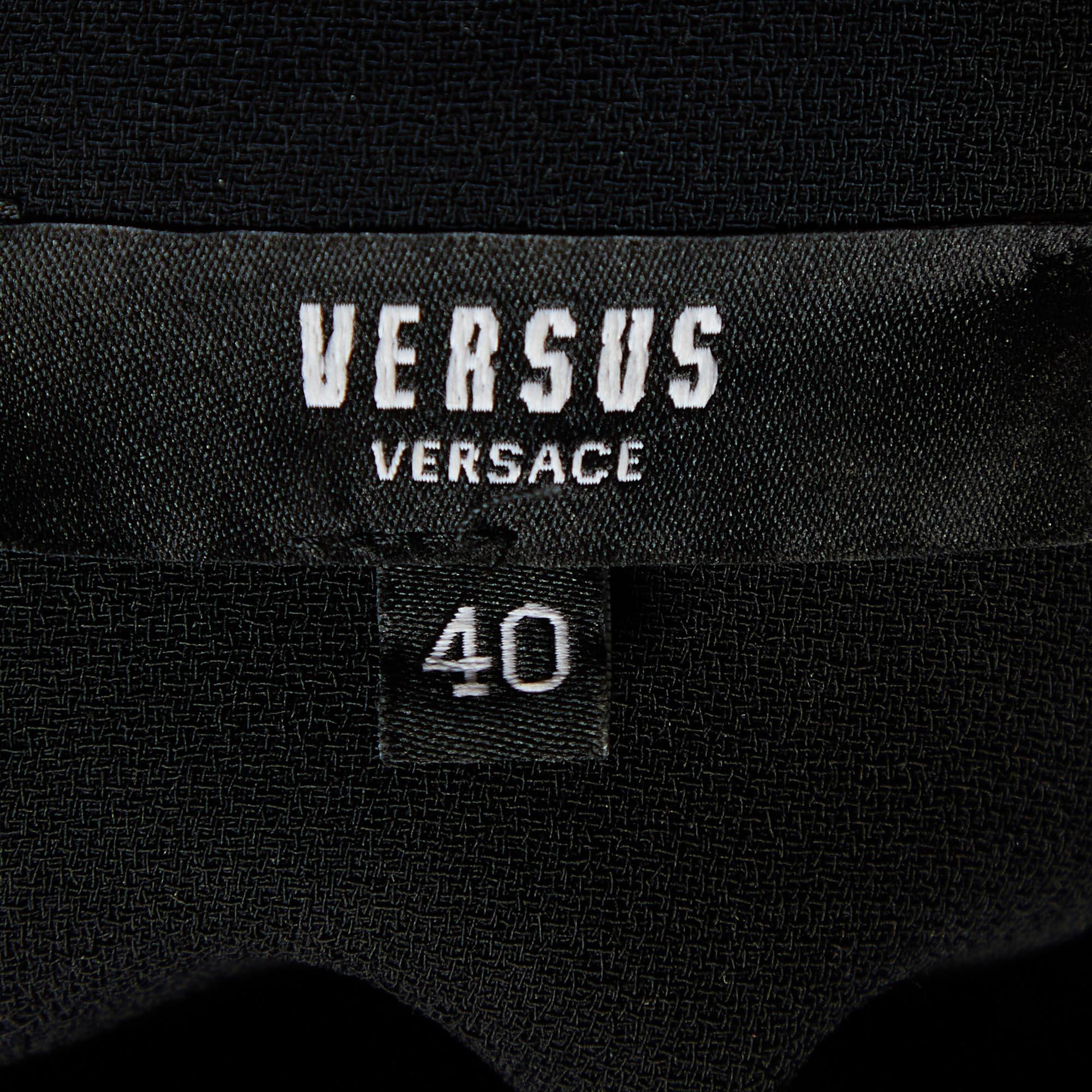 Women's Versus Versace Black Crepe Logo Detail Sleeveless Mini Dress S For Sale